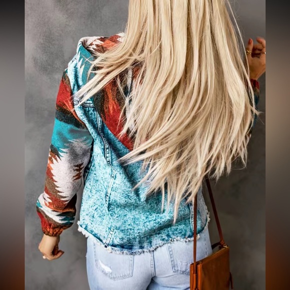 Boho Style Hooded Denim Jacket - Picture 3 of 5